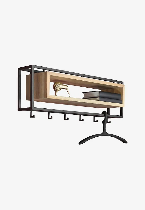 Modern klädhängare i svart färg gjord i ek.