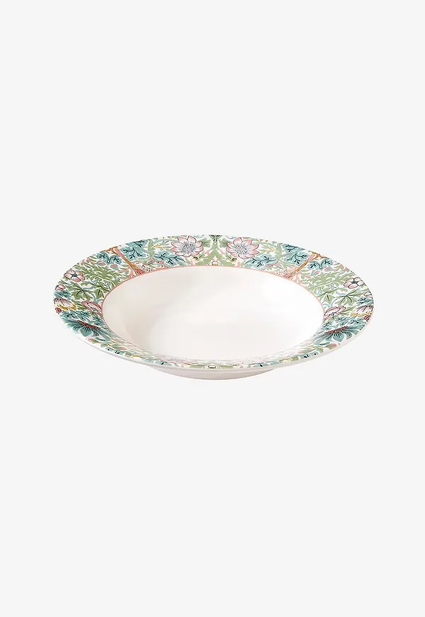 Flerfärgad Spode-pastatallrik i riktigt snygg modell.