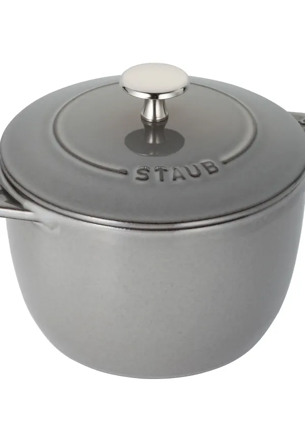 Grå Staub-gjutjärnsgryta i exklusiv modell.