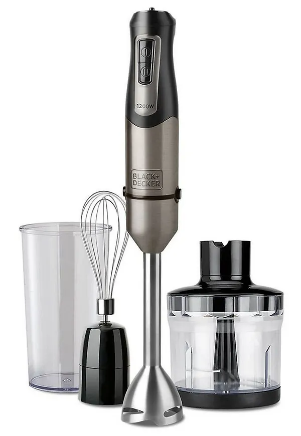 Svart Black+Decker-mixer i stilren modell.