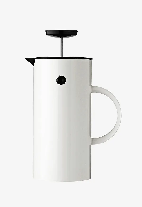 Vit Stelton-espressomaskin i vacker modell.
