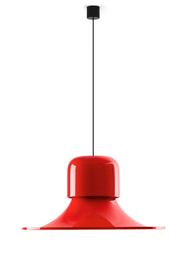 Trendig aluminiumlampa i rött från Stilnovo.