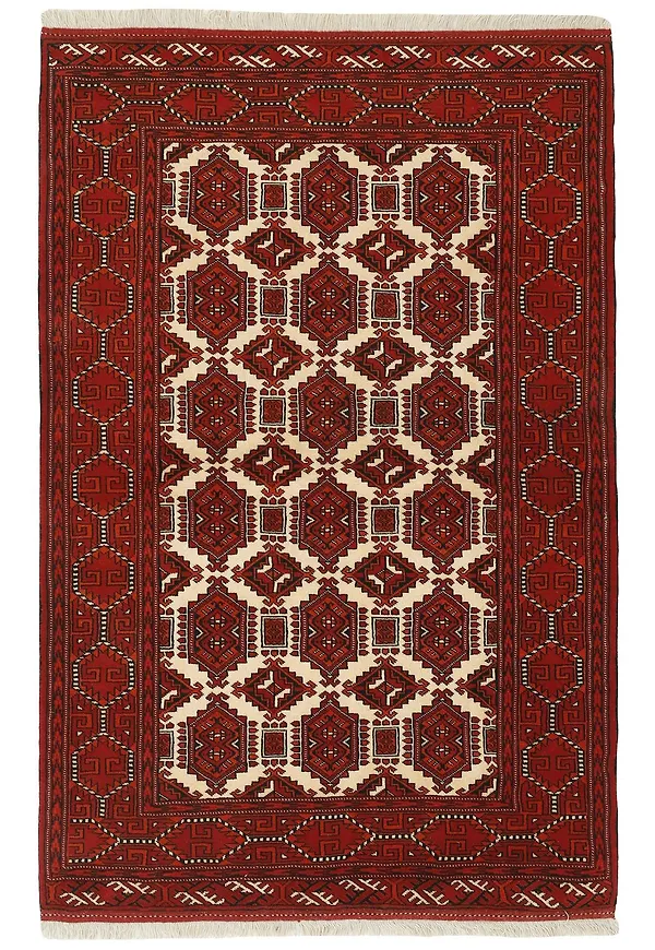 Röd Rezas-ullmatta i riktigt snygg modell.