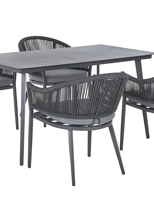 Skön utemöbel i grå färg gjord i aluminium.