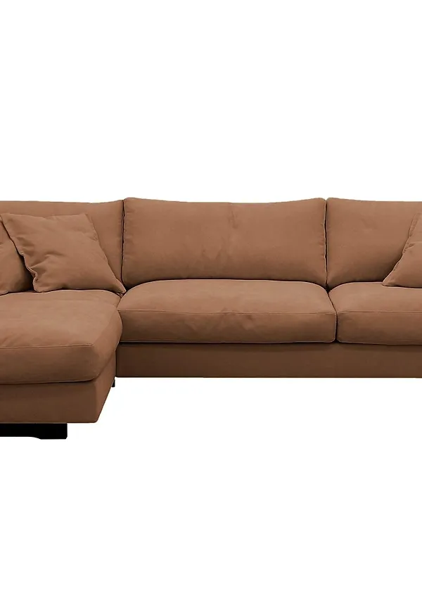 Brun Scandinavian Choice-schäslongsoffa i klassisk modell.