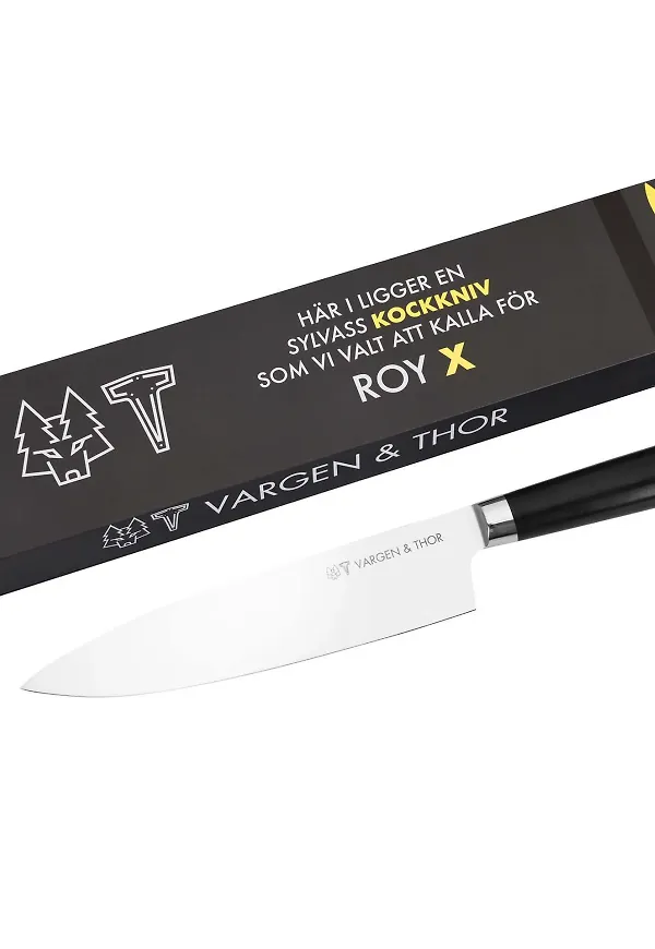 Riktigt snygg kockkniv i svart från Vargen & Thor.