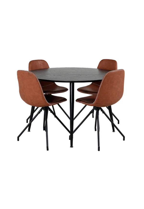 Klassisk matbord i svart färg gjord i läder.