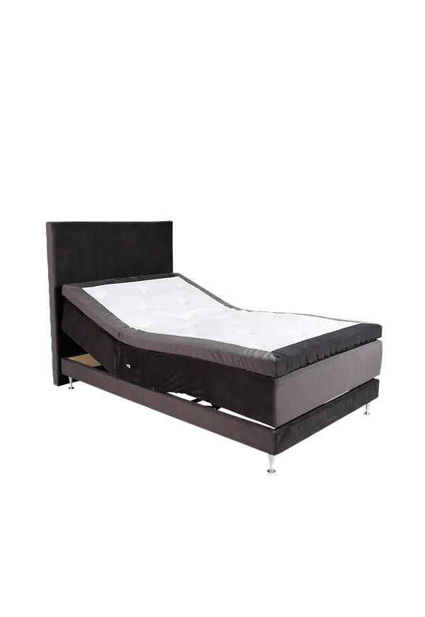 Riktigt trendig säng i mörkgrå färg gjord i aluminium.