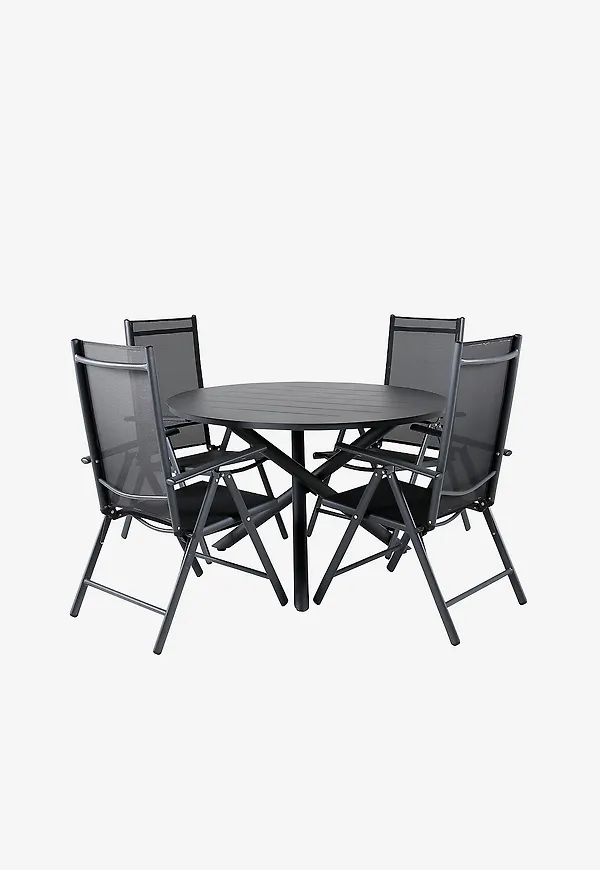 Stilren venture home stol i svart färg gjord i aluminium.