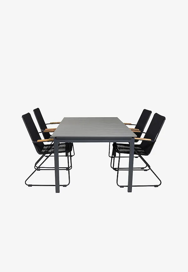 Jättefin matbord i grå färg gjord i aluminium.