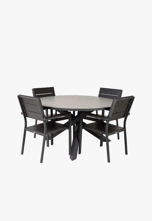 Riktigt fin matstol i grå färg gjord i aluminium.