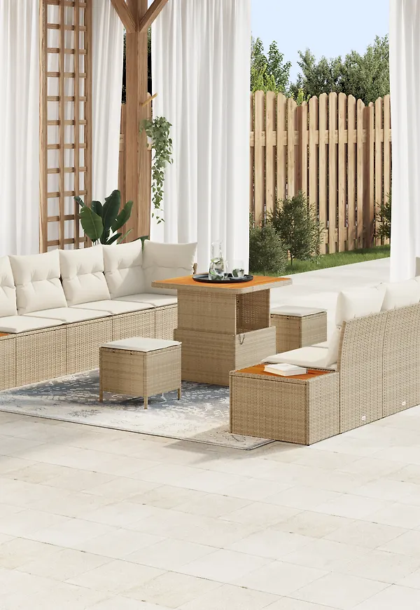 Beige vidaXL-utemöbel i cool modell.