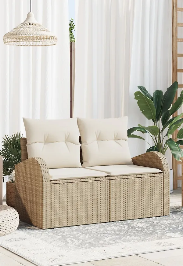 Komfortabel trädgårdssoffa i beiget från vidaXL.