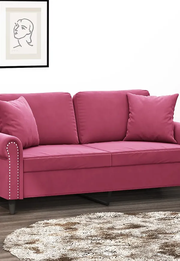 Vacker vidaxl soffa i röd färg gjord i bomull.