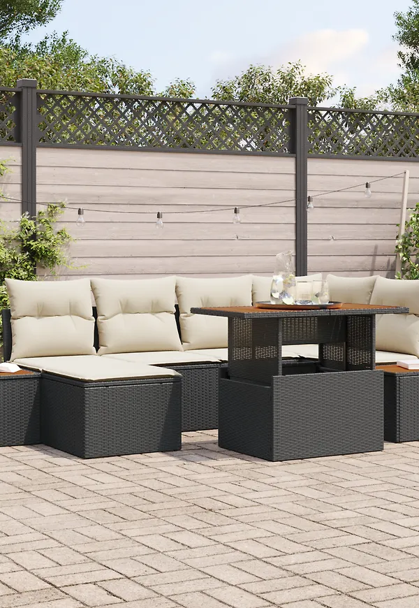 Svart vidaXL-trädgårdssoffa i trendig modell.