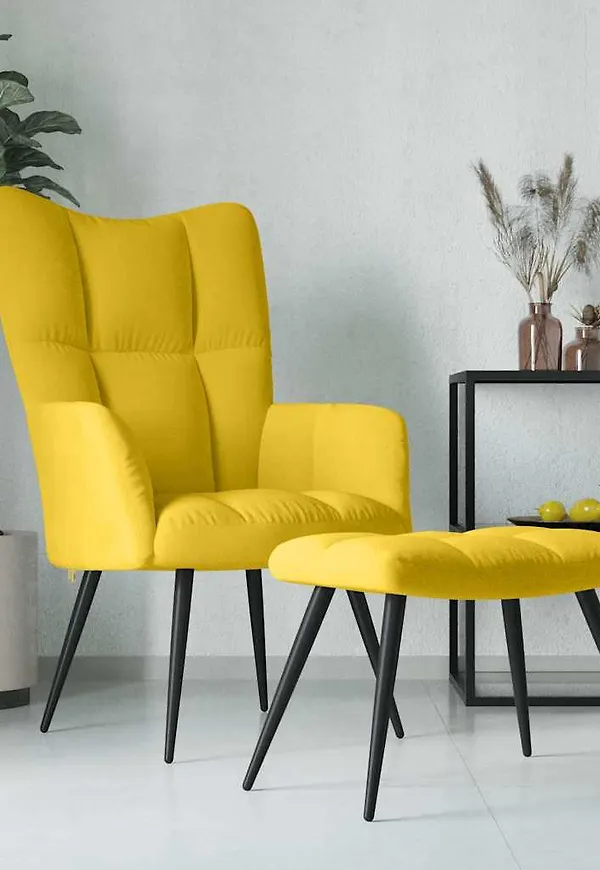 Senapsgul vidaXL-relaxfåtölj i riktigt trendig modell.