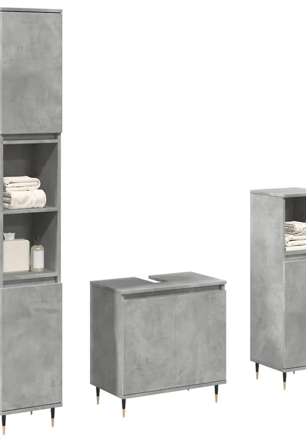 Ikonisk vidaxl badrumsmöbel i grå färg gjord i järn.