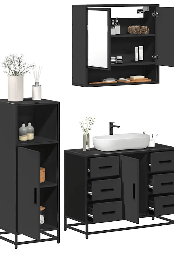 Svart vidaXL-badrumsmöbel i jättesnygg modell.