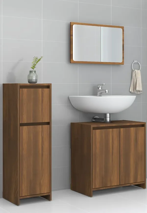 Brun badrumsmöbel som passar perfekt till hösten 2025!