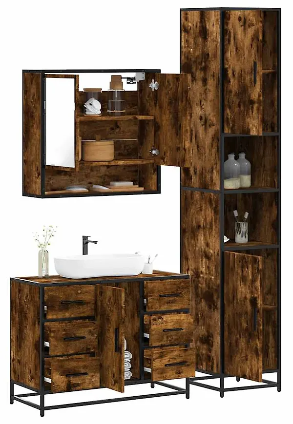 Exklusiv badrumsmöbel i ek i brunt från vidaXL.