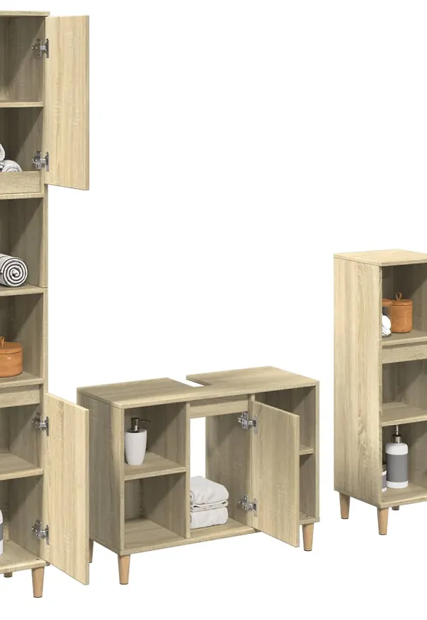 Jättesnygg badrumsmöbel i ek i brunt från vidaXL.