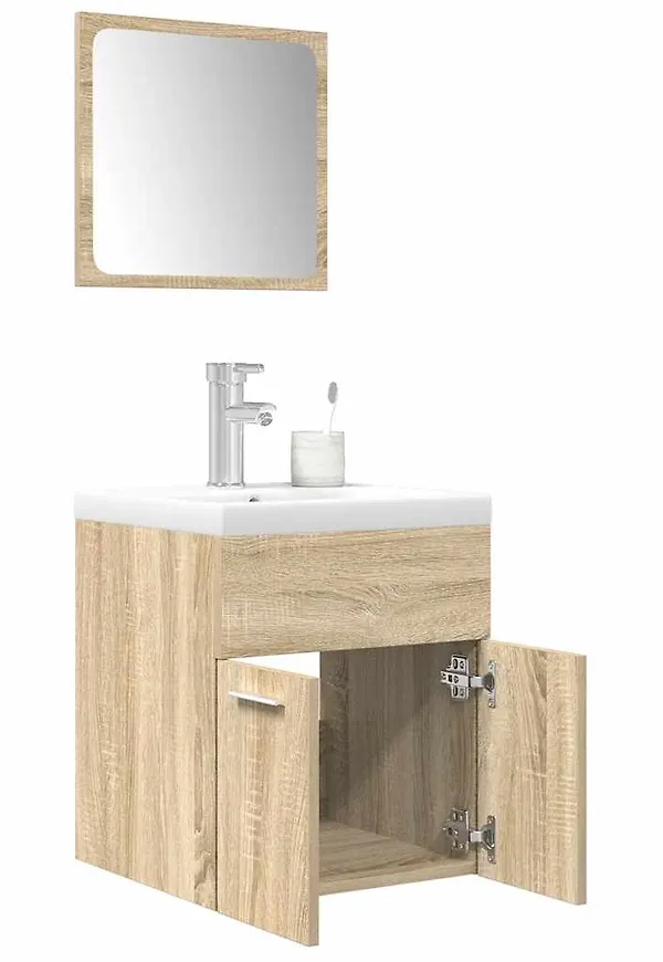 Moderiktig möbel i brun färg gjord i ek.