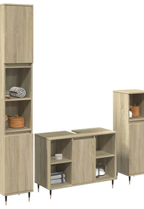 Moderiktig badrumsmöbel i brun färg gjord i järn.