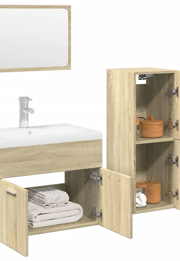 Brun vidaXL-badrumsmöbel i ek i skön modell.