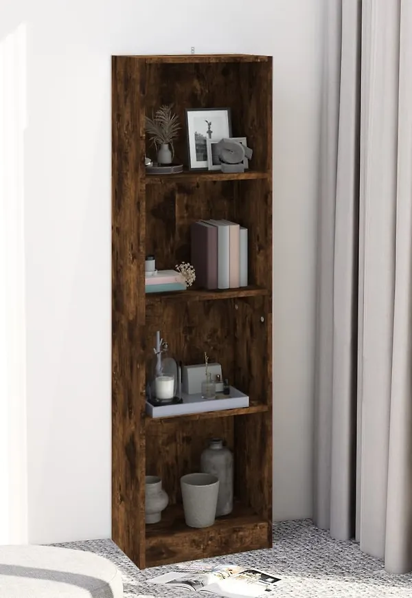 Brun vidaXL-bokhylla i ek i komfortabel modell.