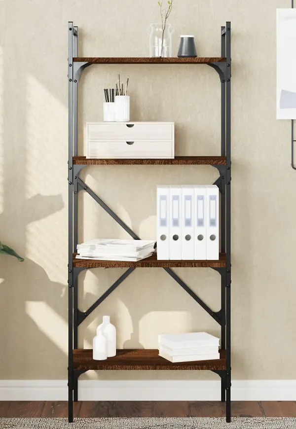 Otroligt fin vidaxl bokhylla i brun färg gjord i ek.