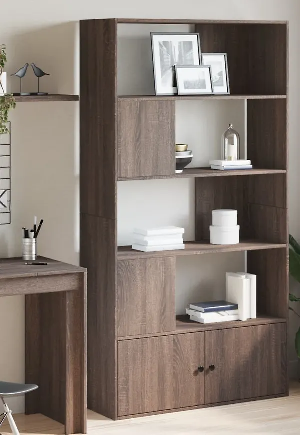 Snygg brun bokhylla i ek från vidaXL.