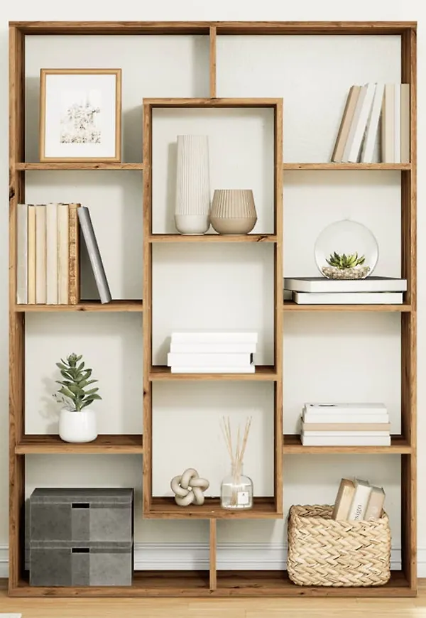 Mysig vidaxl hylla i brun färg gjord i ek.