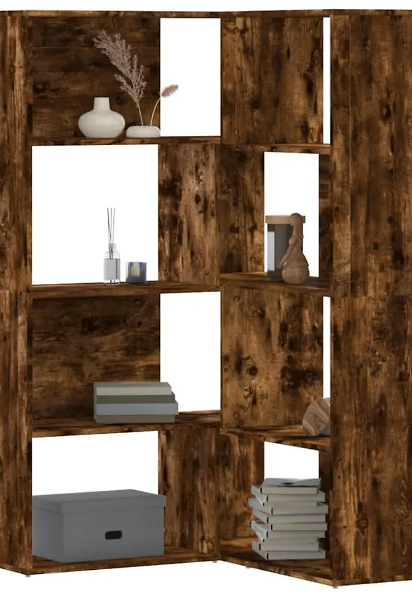 Stilren vidaxl bokhylla i brun färg gjord i ek.