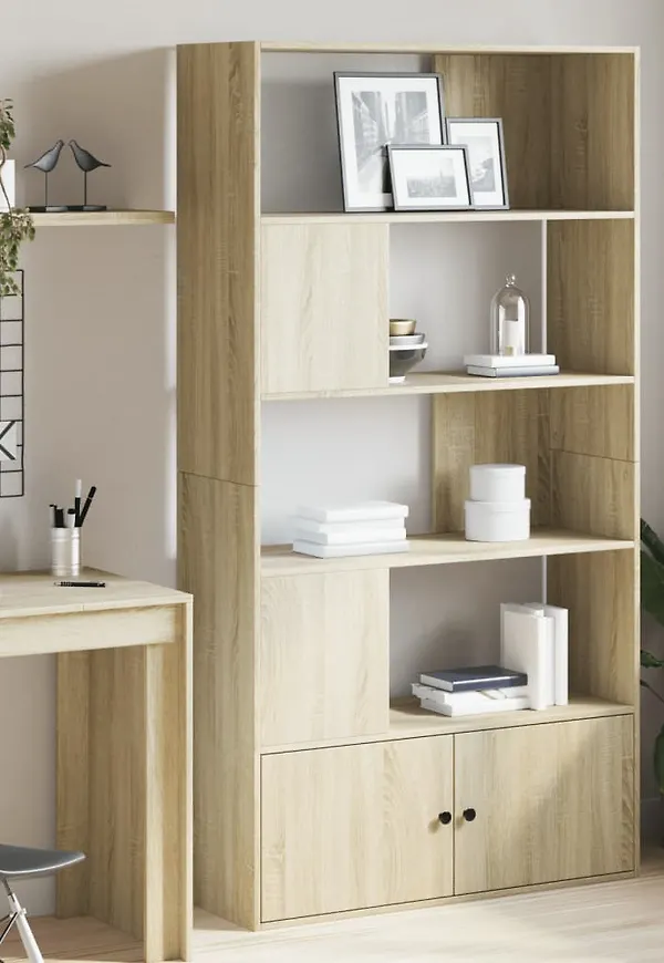 Snygg vidaxl bokhylla i brun färg gjord i ek.