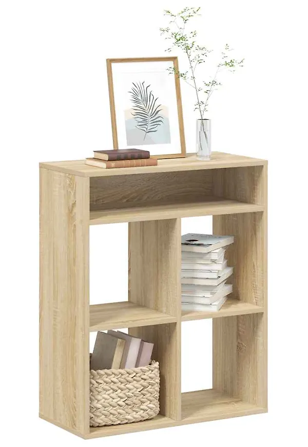 Söt bokhylla i brun färg gjord i ek.