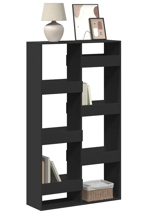Svart vidaXL-bokhylla i stilriktig modell.