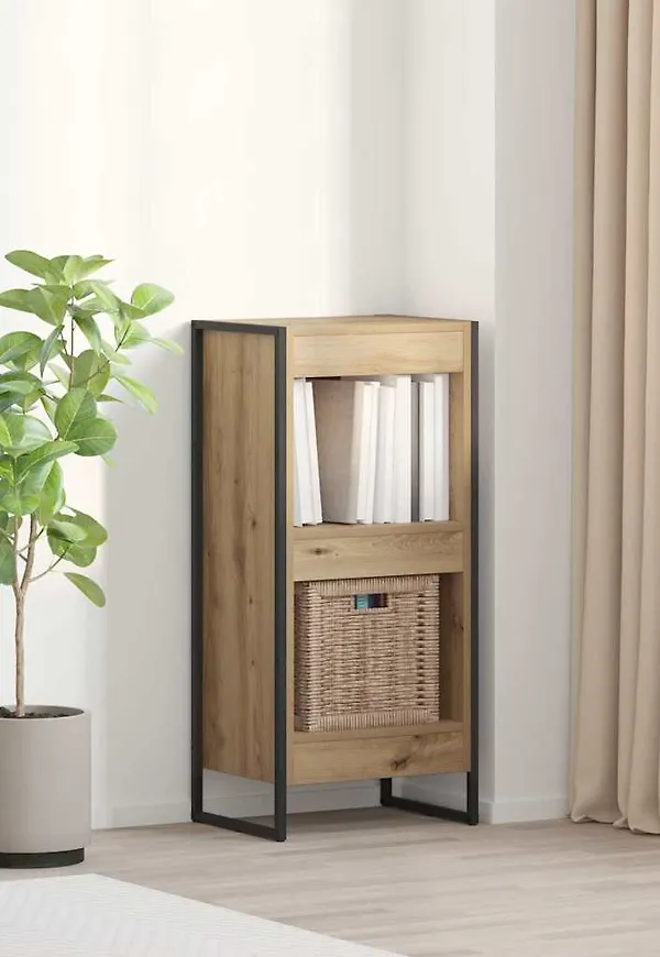 Fantastiskt snygg bokhylla i brun färg gjord i ek.