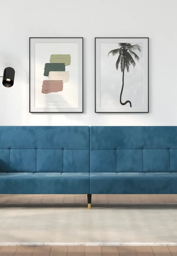 Blå vidaXL-bäddsoffa i vacker modell.