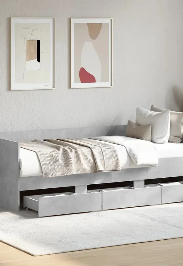 Grå vidaXL-dubbelsäng i fantastiskt snygg modell.