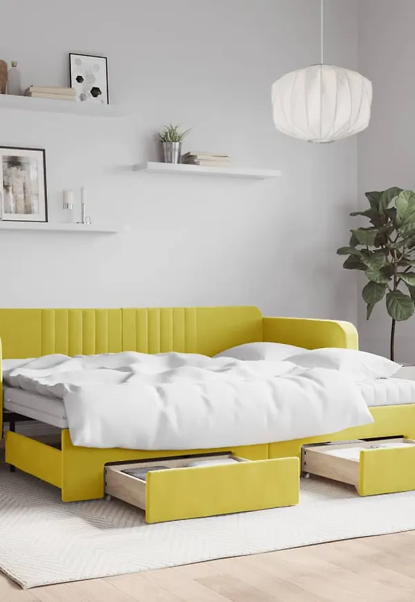 Supersnygg säng i gult från vidaXL.