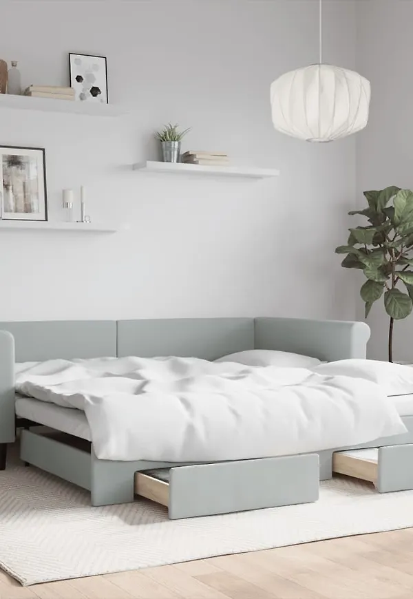 Mysig dubbelsäng i grått från vidaXL.