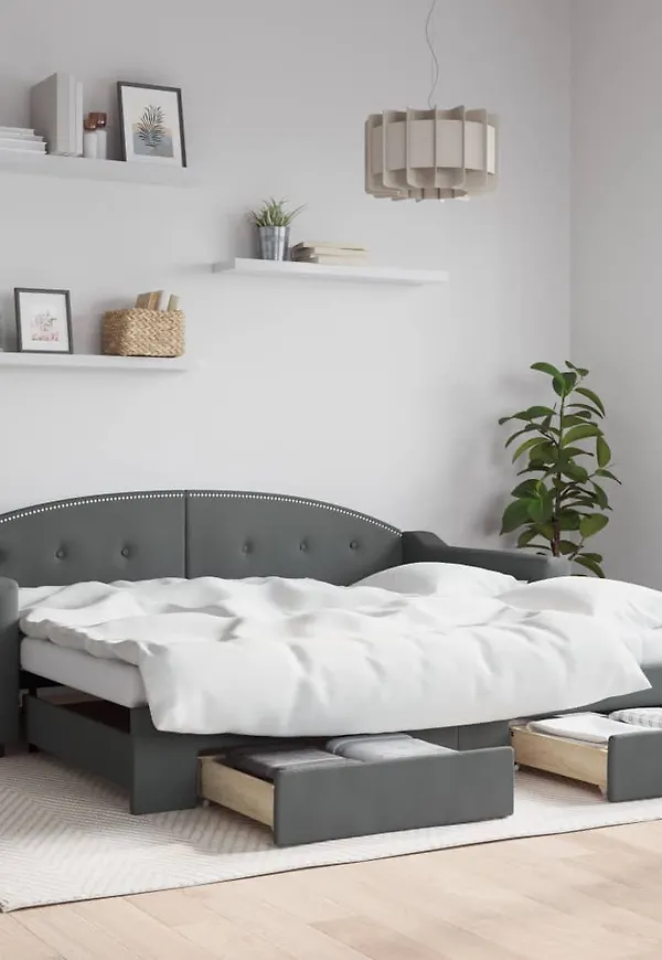 Modern dubbelsäng i grått från vidaXL.