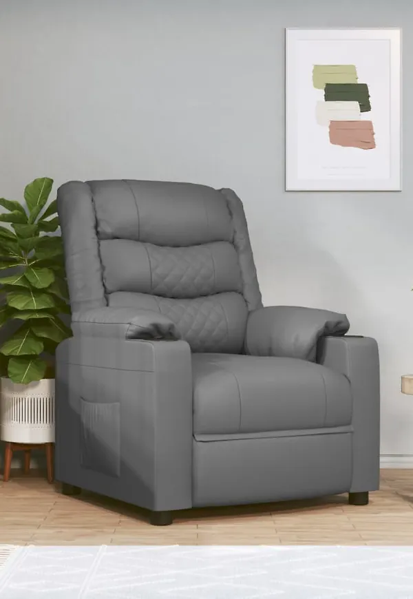 Fin vidaxl stol i grå färg gjord i bomull.