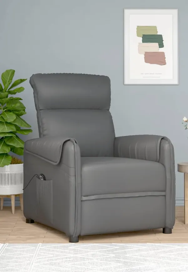 Grå vidaXL-bomullsfåtölj i komfortabel modell.