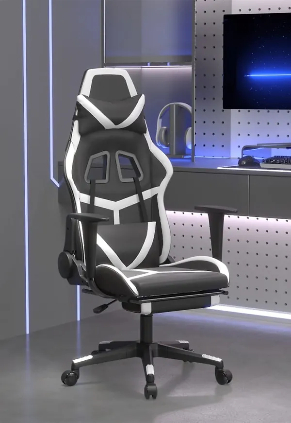 Exklusiv gamingstol i vit färg gjord i bomull.