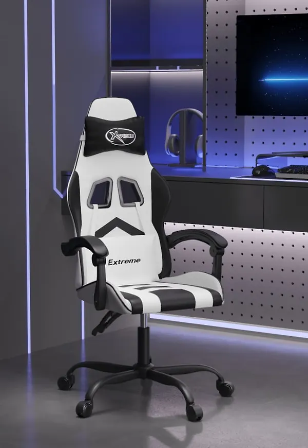 Otroligt snygg vidaxl gamingstol i vit färg gjord i bomull.