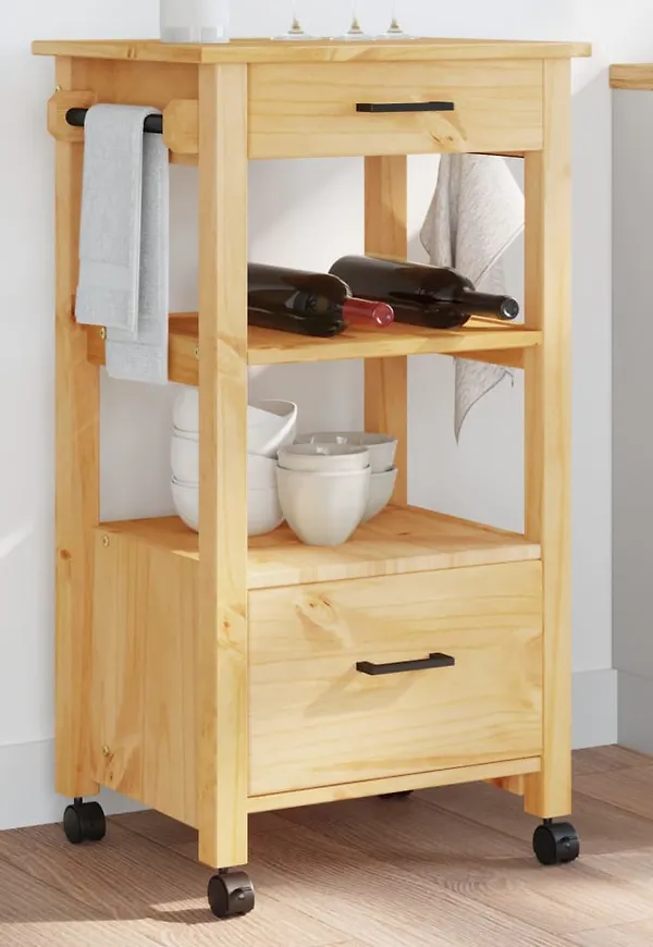 Brun vidaXL-matvagn i jättesnygg modell.