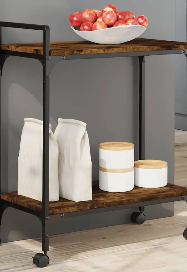 Otroligt snygg matvagn i brun färg gjord i ek.