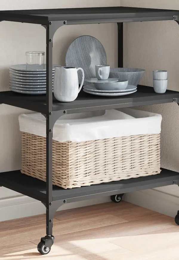 Svart vidaXL-matvagn i supersnygg modell.