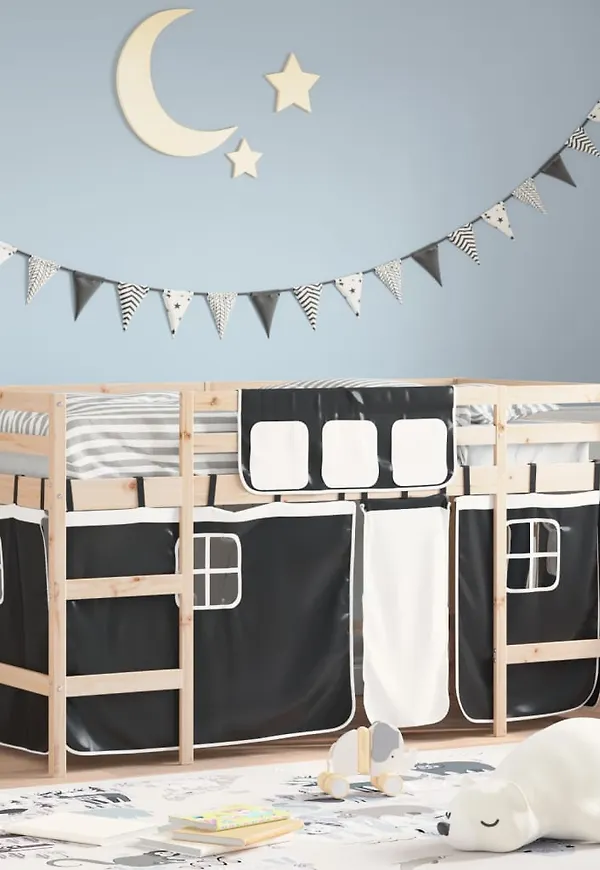 Jättefin loftsäng i svart från vidaXL.